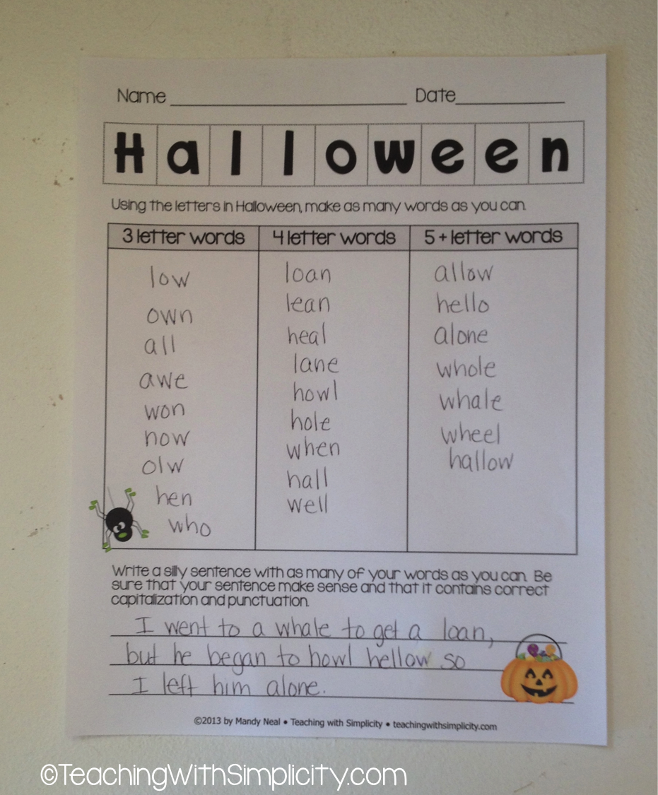 Halloween Making words