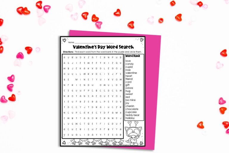 Free Valentine's Day word search