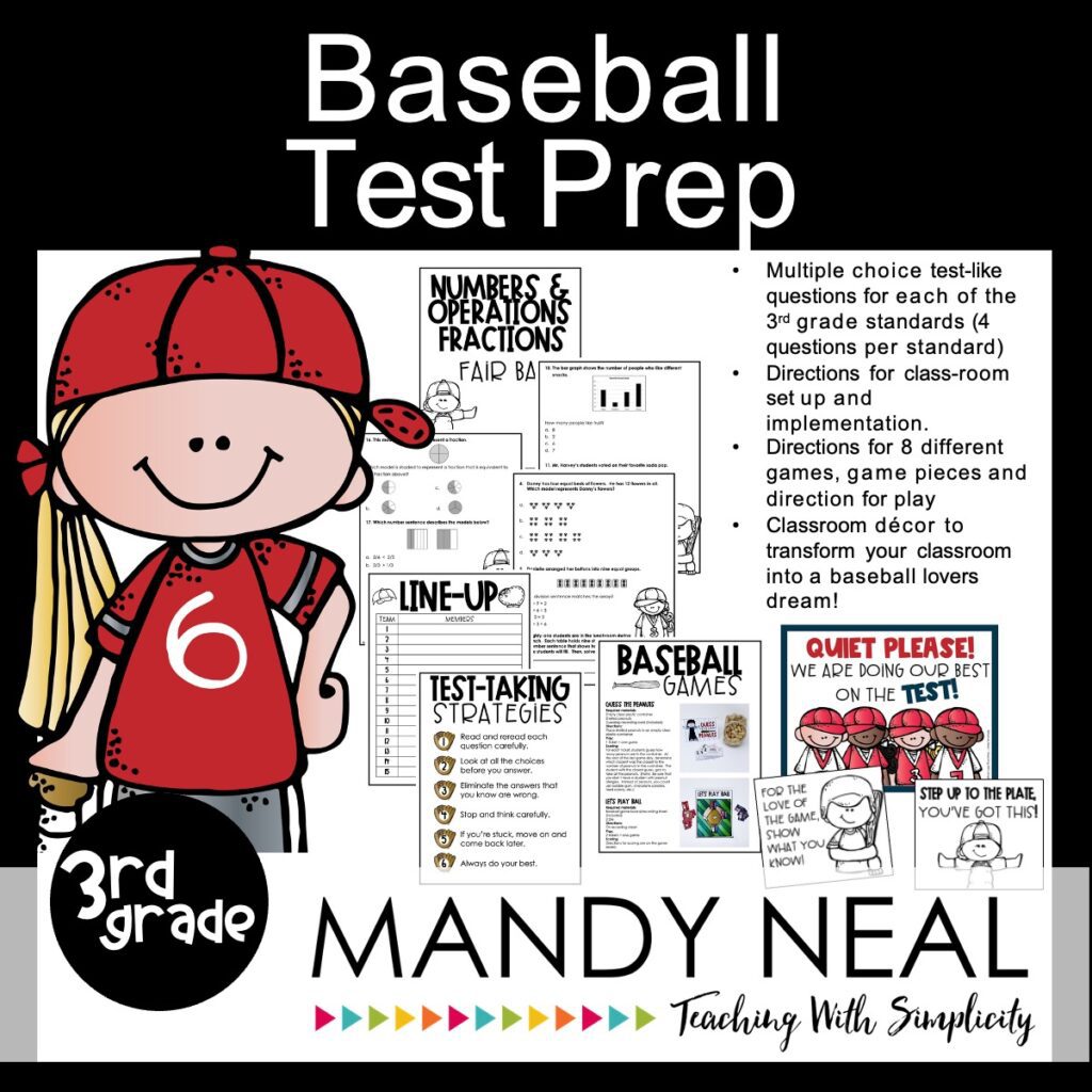 3rd grade baseball themed test prep