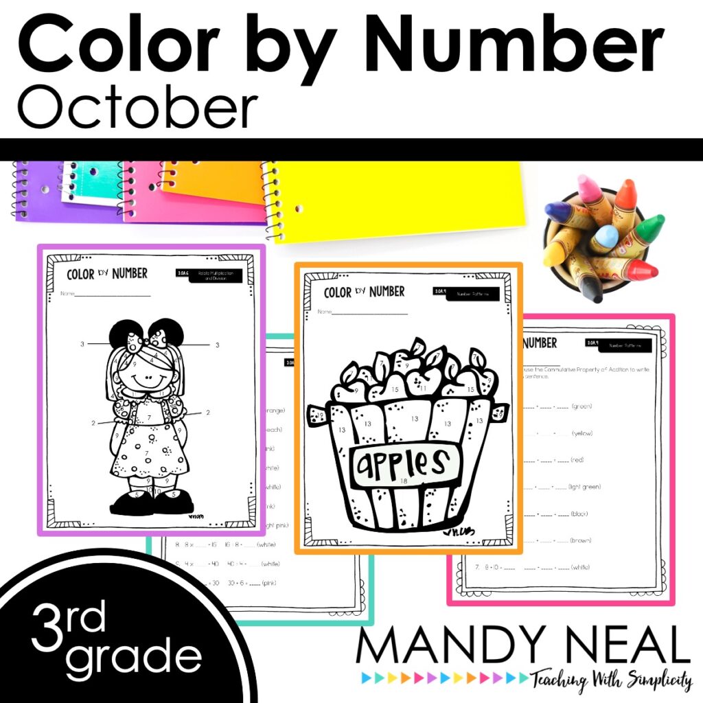 October math color by number