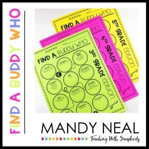 buddy bingo - classroom educational activity for students