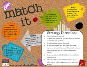 match it classroom learning activities