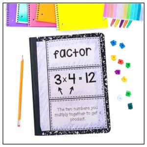 3rd, 4th, and 5th grade math vocabulary notebook and activities