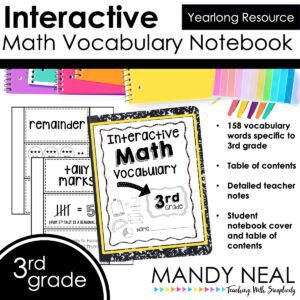 3rd grade math vocabulary interactive notebook