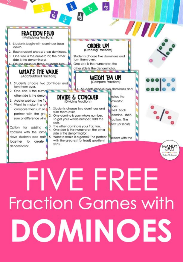 Five free fraction games to play with dominoes