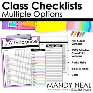 Editable teacher checklist