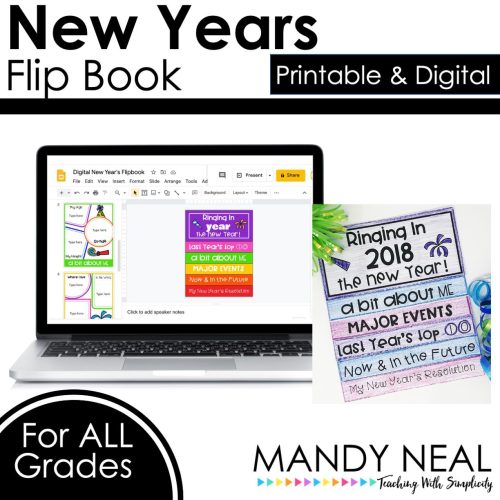 Printable and digital new year flip book for any grade